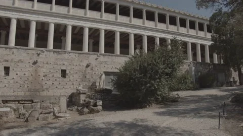 Stoa of Attalos from outside Video stock 219778314