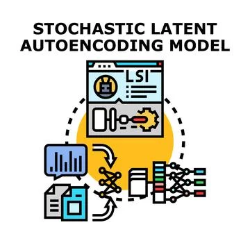 Stochastic latent autoencoding model concept for artificial intelligence Stock Illustration