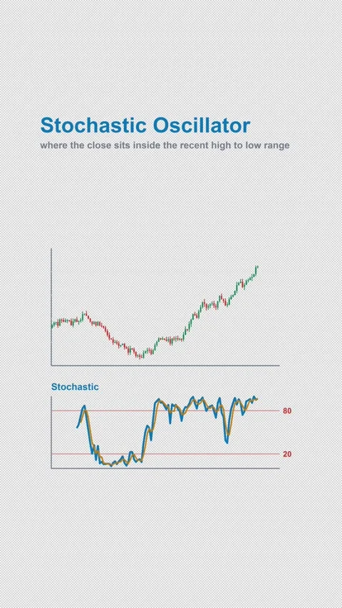 Stochastic Oscillator Labeled Technical Indicator Chart 4K Vertical 9x16 Light 스톡 동영상 339633551