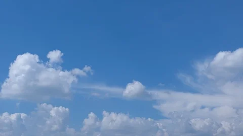 Stock 4k: Time lapse, timelapse video of clear blue sky white fluffy clouds Stock Footage 127065543