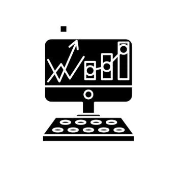 Stock analysis black icon, vector sign on isolated background. Stock analysis Stock Illustration