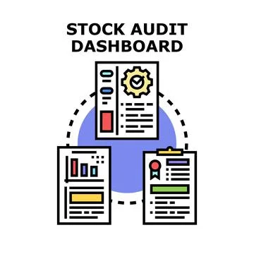 Stock audit dashboard illustrating data analysis and reporting Stock Illustration