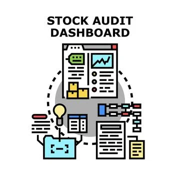 Stock audit dashboard managing inventory and data analytics Stock Illustration