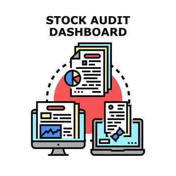 Stock audit dashboard processing financial data analysis Stock Illustration