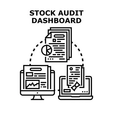 Stock audit dashboard processing financial data analysis Stock Illustration