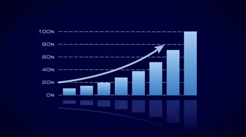 Stock bar graph - blue on dark Vídeos de archivo 56211337