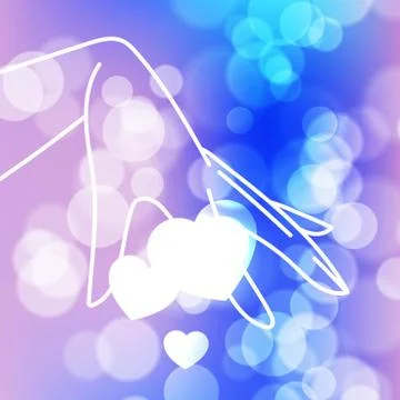 Stock blurred texture with bokeh effect and stylized hand in a graceful gesture Stock Illustration