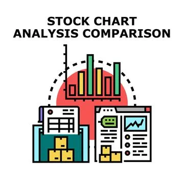 Stock chart analysis comparison for financial data Stock Illustration