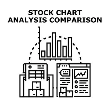 Stock chart analysis comparison for financial data Stock Illustration