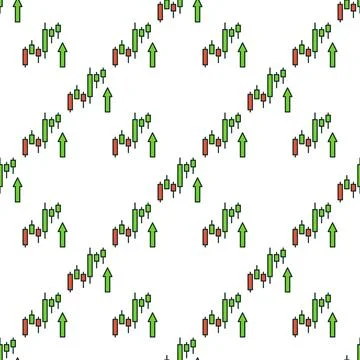 Stock Chart with Arrow vector colored seamless pattern Illustrazione stock