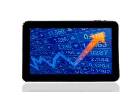 Stock chart diagram on tablet pc Stock Photos
