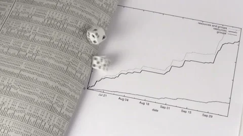 Stock chart with dice toss - HD Stock Footage 5386750