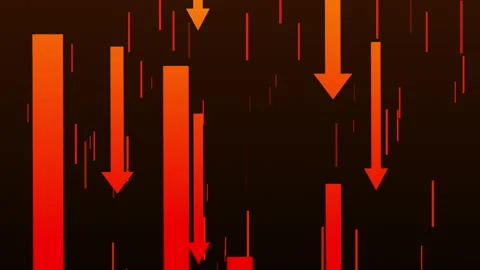 Stock chart fall down arrow loop animation Stock Footage 159419713