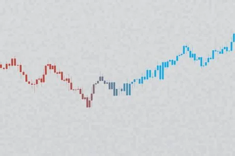 Stock chart on grayscale grid background. 3D illustration Stockillustratie