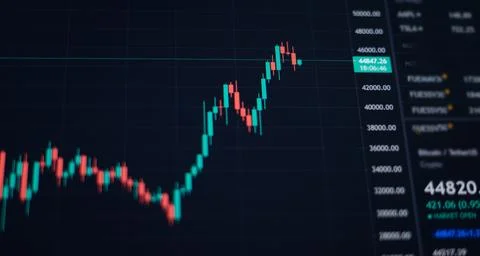 Stock chart image displayed on computer screen Stock Photos