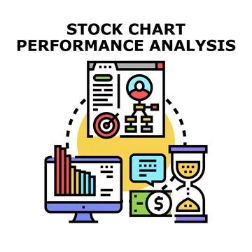 Stock chart performance analysis planning investment strategy Stock Illustration