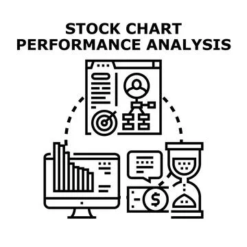 Stock chart performance analysis planning investment strategy Stock Illustration