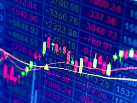 Stock chart Stockfoto's