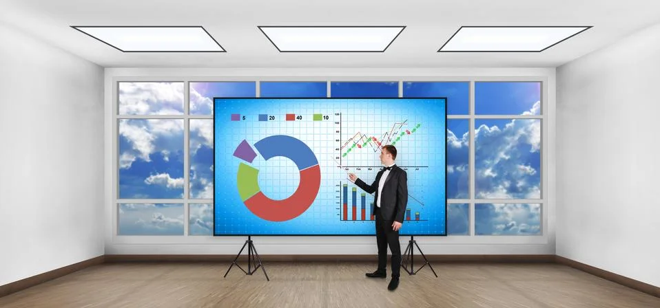 Stock chart on screen Stock Photos