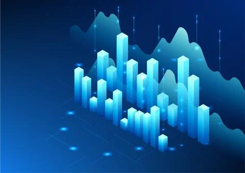 Stock chart technology Shows the state of the company's growth, profits and.. イラスト素材