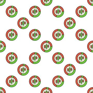 Stock Chart vector Piechart colored seamless pattern 스톡 일러스트