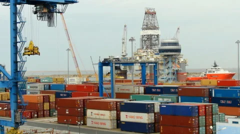 Stock of containers in the port Stock Footage 47781496