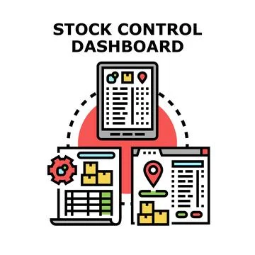 Stock control dashboard managing business inventory and logistic system Stock Illustration