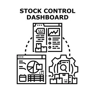 Stock control dashboard software interface concept Ilustración de archivo