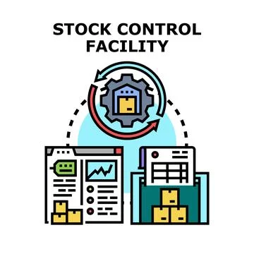 Stock control facility managing inventory logistics concept Stock Illustration