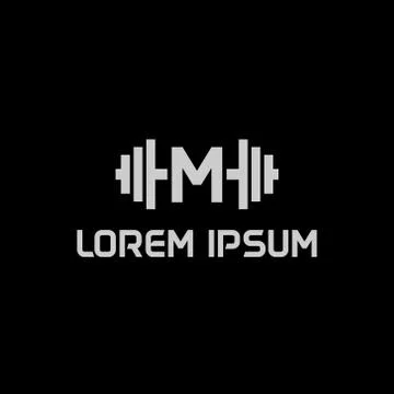 Stock design vector initial letter m fitness icon logo template Stock Illustration