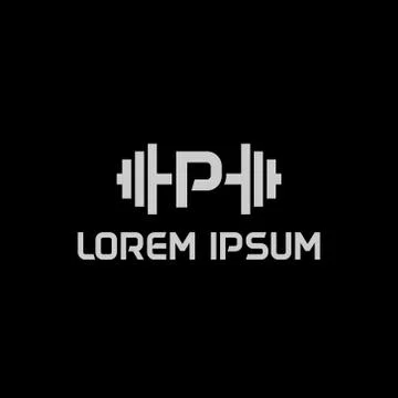 Stock design vector initial letter p fitness icon logo template Stock Illustration