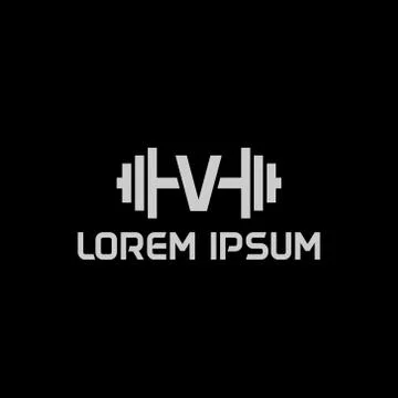 Stock design vector initial letter v fitness icon logo template Stock Illustration
