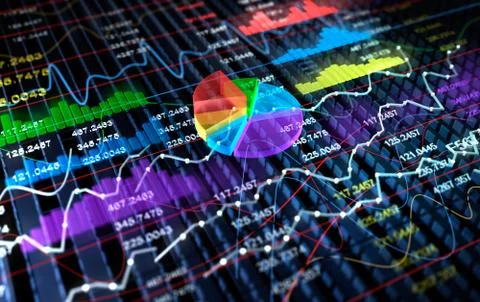 Stock Exchange 3D Graph background, 3D illustration Illustrazione stock