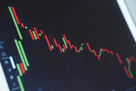 Stock exchange chart, falling down graph background Stock Photos