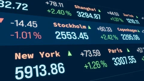 Stock exchange data and information. Video stock 305037652