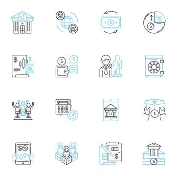 Stock exchange linear icons set. Shares, Trading, Wall Street, Investors, Stocks Stock Illustration