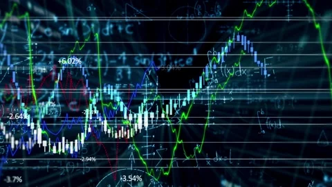 Stock Exchange Market Data Analysis with Mathematical Formulae Animation Stock Footage 341348622