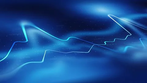 Stock exchange trading chart with data and trends shown in blue lines and Stock Illustration