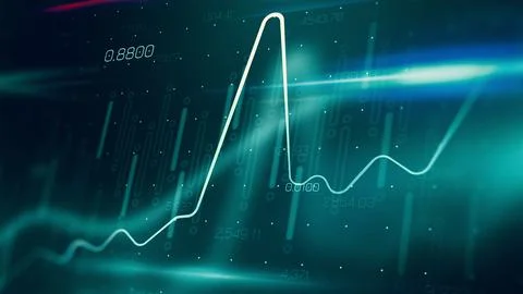 Stock exchange trading chart showing various price movements and trends in real Stock Illustration