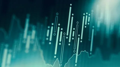 Stock exchange trading chart showing candlestick patterns and market trends in Stock Illustration