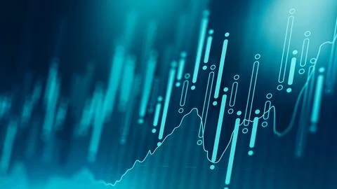 Stock exchange trading chart shows market trends and data patterns clearly Illustrazione stock