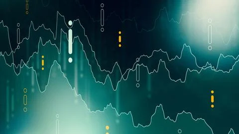 Stock exchange trading chart shows fluctuations during market hours Stock Illustration