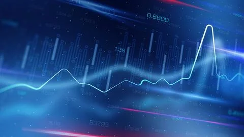 Stock exchange trading chart shows data trends and price movements in real time Stock Illustration