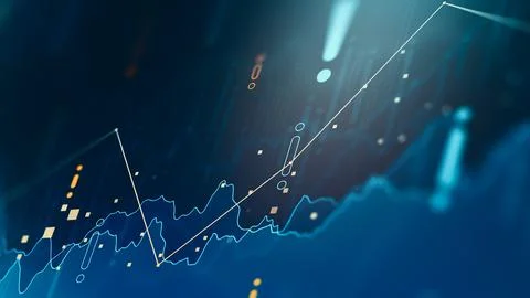 Stock exchange trading chart shows price movements and trends over time in Stock Illustration