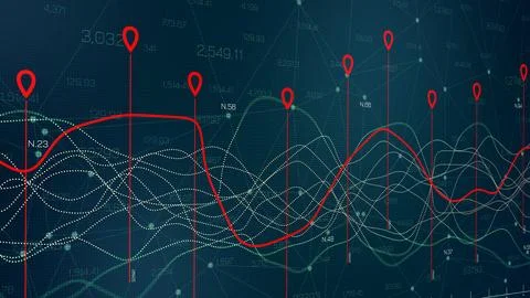 Stock exchange trading chart shows market trends over time Stock Illustration