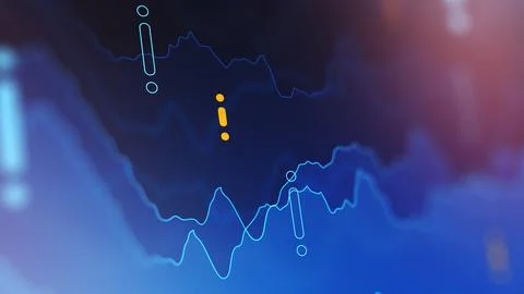 Stock exchange trading chart shows price movements over time and key data Ilustração Stock