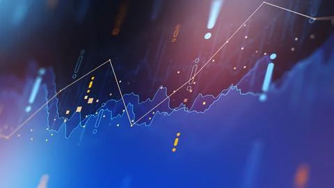 Stock exchange trading chart shows market trends and price changes over time Stock Illustration