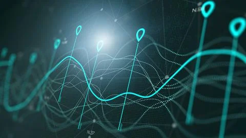 Stock exchange trading chart shows data trends over time for market analysis Stock Illustration