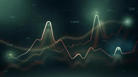 Stock exchange trading chart shows various price movements over time Ilustração Stock
