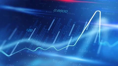Stock exchange trading chart shows fluctuations in market data over time Stock Illustration